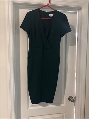 Calvin Klein Dark Green Wrap Sheath Dress